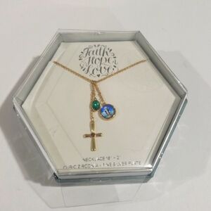 Elegant Gold tone w/ Drop Cross Charms Colorful Stones - Women's Fashion Jewelry
